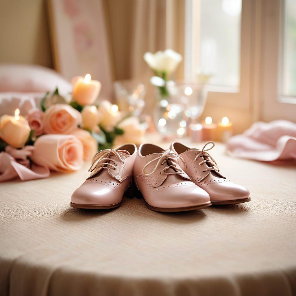 A warm and inviting scene depicting a family celebrating a joyful moment, with a protective shield symbolizing insurance enveloping them. Include elements representing key life milestones such as a wedding ring, baby shoes, and a diploma. Soft lighting and a gentle, soothing color palette enhance the atmosphere of security and love. super-realistic. vibrant colors. soft focus.